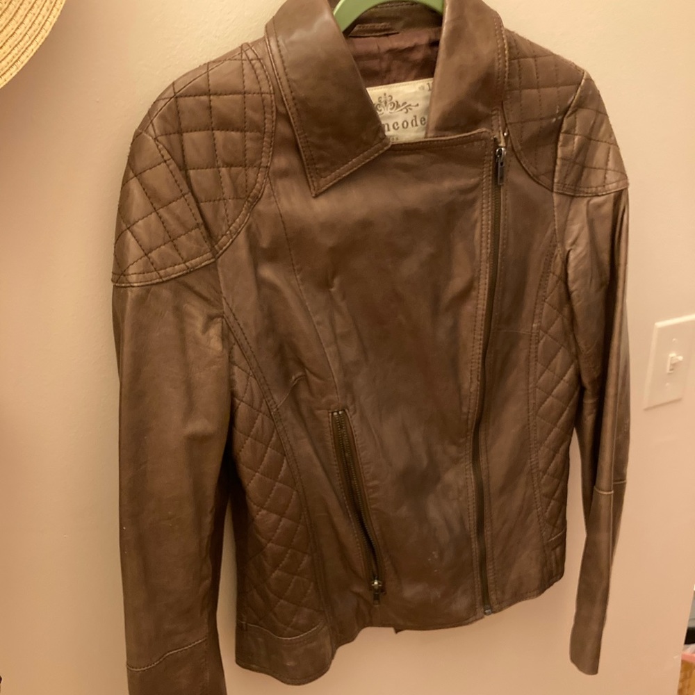 Real Chestnut Leather Quilted Jacket